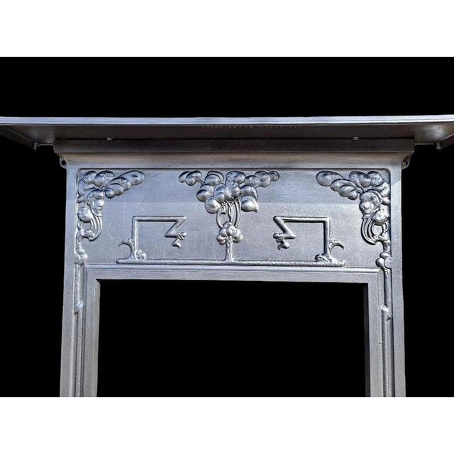 Antique Edwardian Art Nouveau Cast Iron Fireplace Mantel Surround, 1890s For Sale - Image 3 of 18