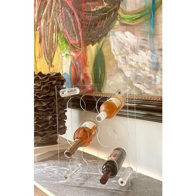 Vintage Postmodern 1980s Clear Plexiglas/Lucite 6-Bottle Wine or Champagne Rack, Holder For Sale - Image 12 of 12