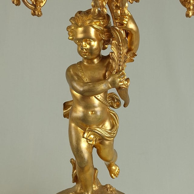 Metal Antique French Gilt Bronze Candelabras, 1800s, Set of 2 For Sale - Image 7 of 15