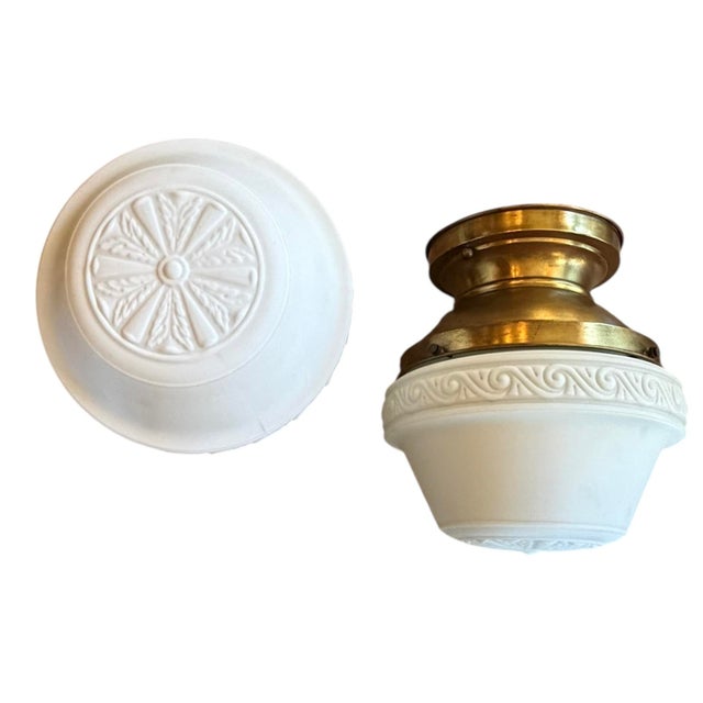 This fabulous pair of rare light fixtures from the Beaux Arts period belong in a great hallway, fabulous kitchen or master...