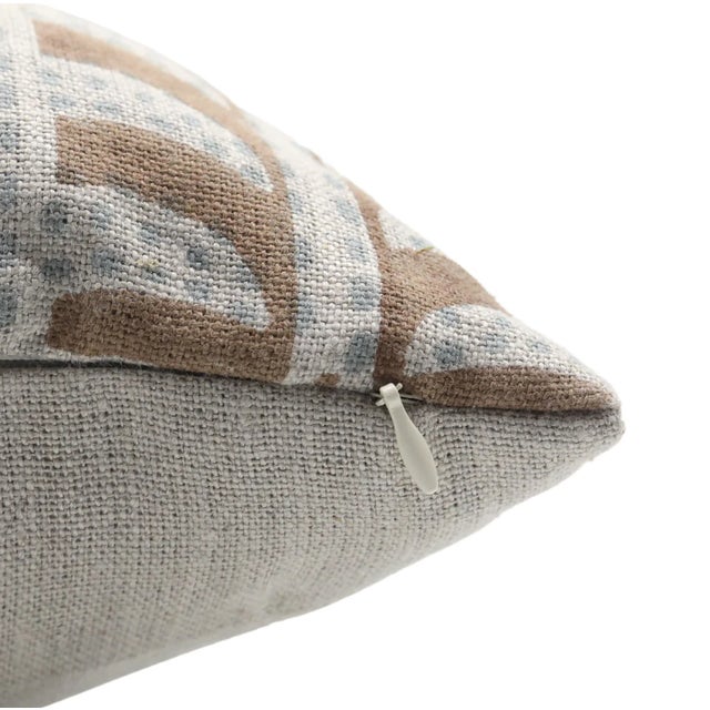 Hand Block Printed Thick Linen Designer Pillow Cover 22x22 Inch- Garud For Sale - Image 4 of 5