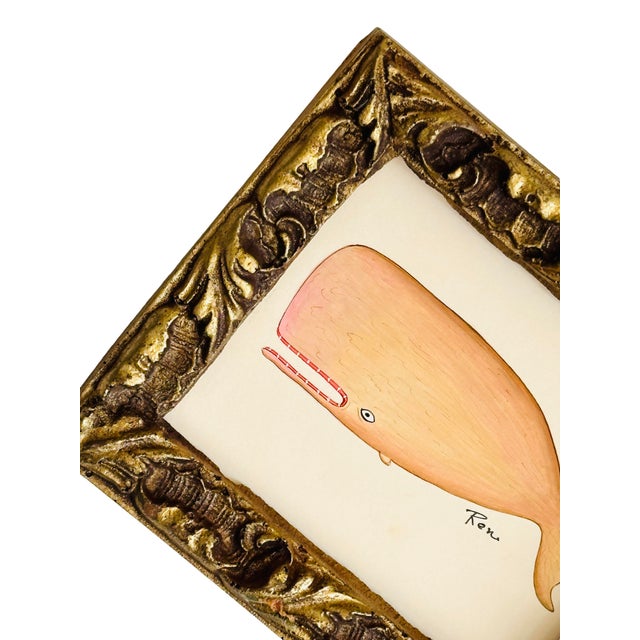 A one-of-a-kind hand-painted painting that is full of whimsy and wonder. This tiny whale is delicately hand-painted in...