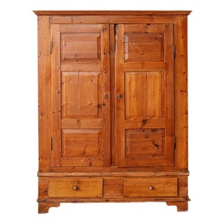 Antique Pine Paneled Armoire With Original Peg Rail | Continental Europe Ca. 1850 For Sale