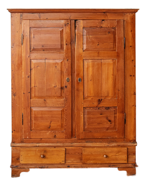 Antique Pine Paneled Armoire With Original Peg Rail | Continental Europe Ca. 1850