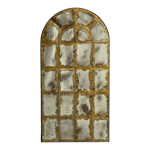 Baroque Style, Eglomise Glass, Arched Gold Wall Mirror, Stained Wood