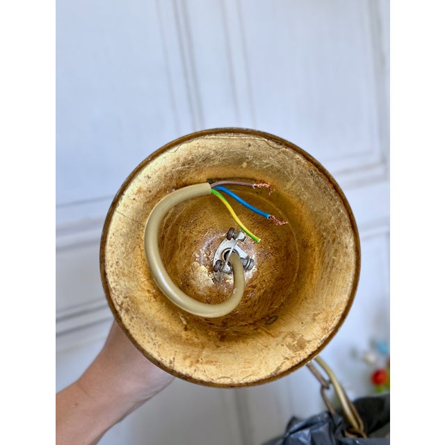French Gilt and Silvered Tole Leaf 5-Light Chandelier, 1960s For Sale - Image 15 of 16