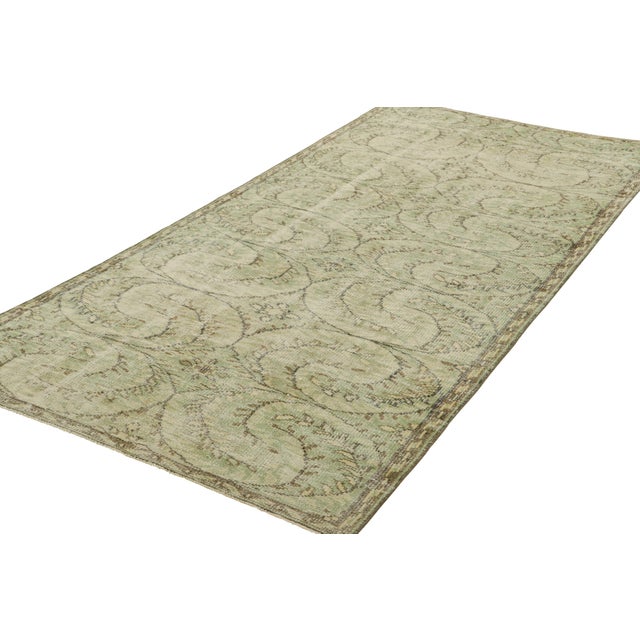 Rug & Kilim Vintage Zeki Müren Runner in Light Green With Floral Patterns | Rug & Kilim For Sale - Image 4 of 7