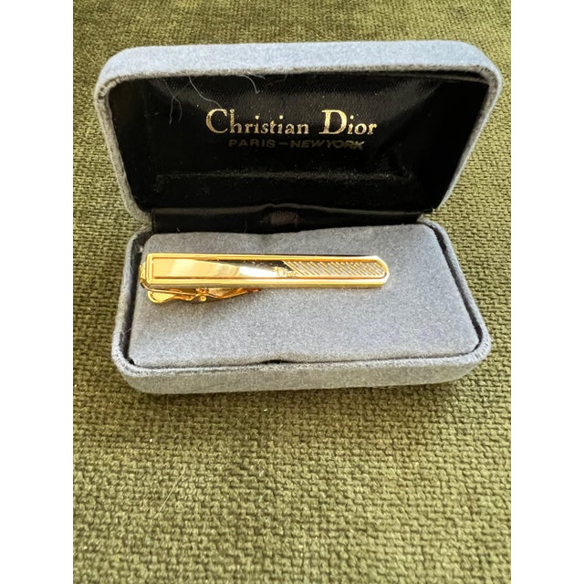 Rare Monsiuer Vintage Christian Dior Gold Plate Tie Clip In Original Lux Case Circa 1980 Original Case Featuring a front...
