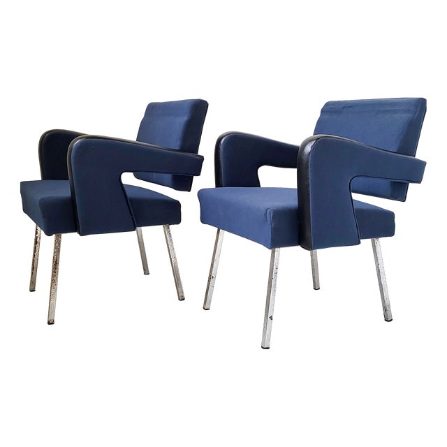 President Chairs by Jacques Adnet, 1950s, Set of 2 For Sale