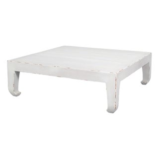 Ming Style Low Coffee Table in Antique White Pine For Sale