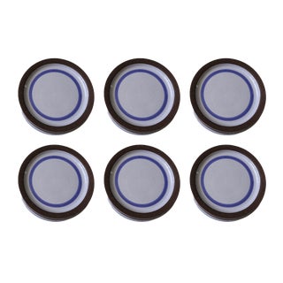 Small Blue and Brown Ceramic Plates from Gabriel, Sweden, Set of 6 For Sale