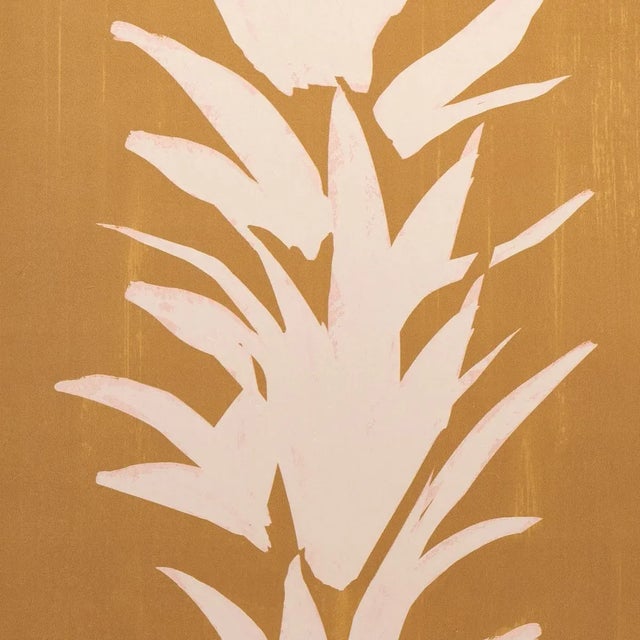 Abstract Sample - Schumacher x BACKDROP White Lotus Wallpaper in Deep Yellow For Sale - Image 3 of 5