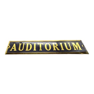 Vintage Brass School "Auditorium" Sign For Sale
