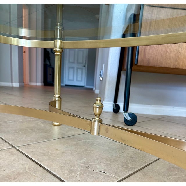 Hollywood Regency Brass Oval Cocktail Coffee Table Made Italy For Sale - Image 14 of 18