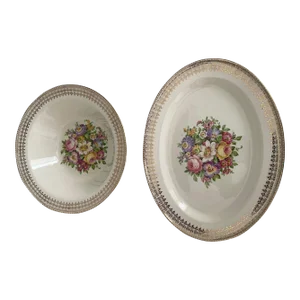 Mid 20th Century 22 Karat Gold Serving Bowl & Platter