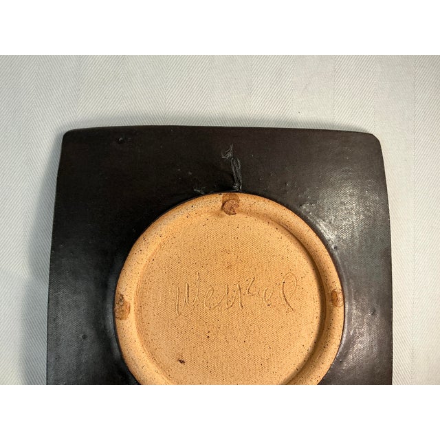 Orange 1970s Handmade Ceramic Wall Plate For Sale - Image 8 of 12