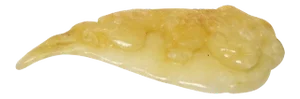 1980s Carved Chinese Natural Yellow Jade Pixie on Leaf Pendant