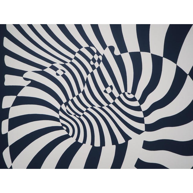 Victor Vasarely, Zèbres sur fond bleu, Screen Print For Sale - Image 5 of 7