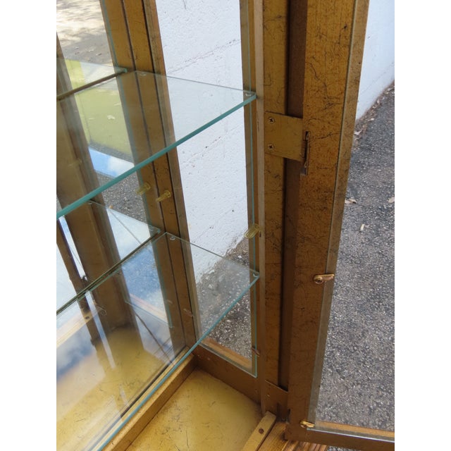 Hollywood Regency Tall Narrow Antique Gold Display Shelf Cabinet 6245 For Sale - Image 17 of 18