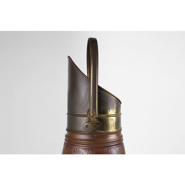 Metal Copper Umbrella Stand with Hammered Relief of Vermeer, France, 1900s For Sale - Image 7 of 14