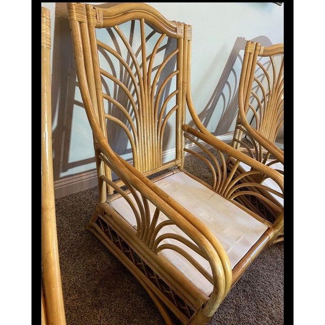 Hollywood Regency 1950s Hollywood Regency Palm Fan Rattan Suite in the Palm Beach Taste For Sale - Image 4 of 5