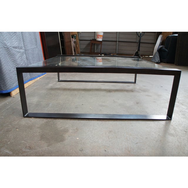 Arteriors Home Bronze & Glass Minimalist Modern Jocelyn Coffee Table 49" For Sale - Image 9 of 11