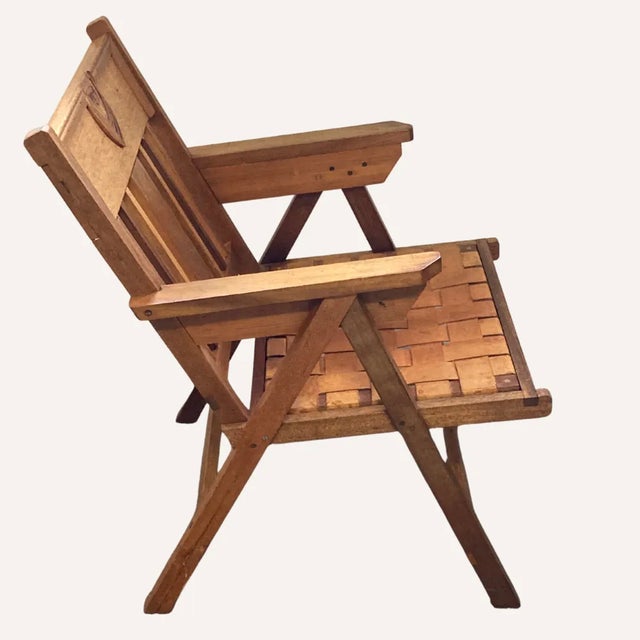 Dutch Arts & Crafts Leather Woven Seat Apprentice Chair, 1950 For Sale - Image 4 of 8