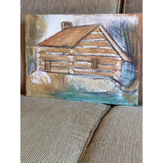 Circa 1974 Cabin House Portrait Mixed-Media Painting by Outsider Artist Jimmy Lee Sudduth For Sale - Image 11 of 13