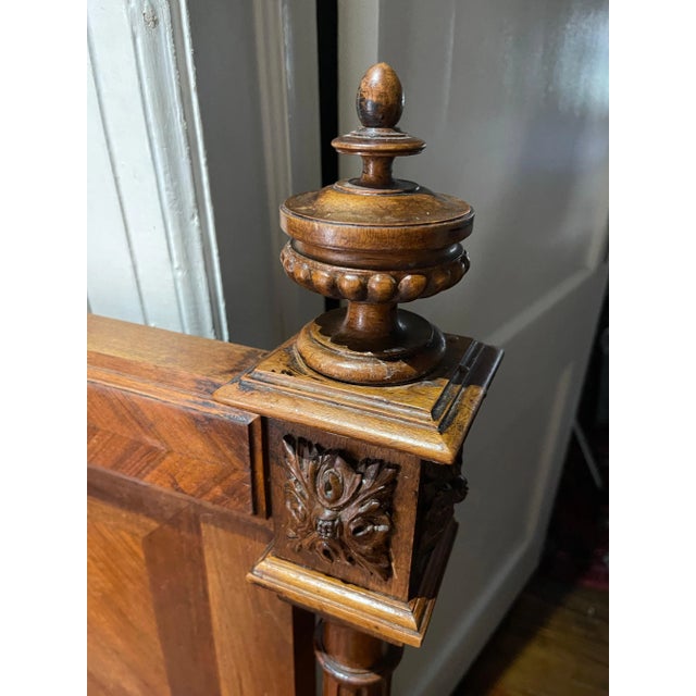 French Louis XVI Walnut Full-Size Headboard with Carvings, 19th Century For Sale - Image 4 of 7