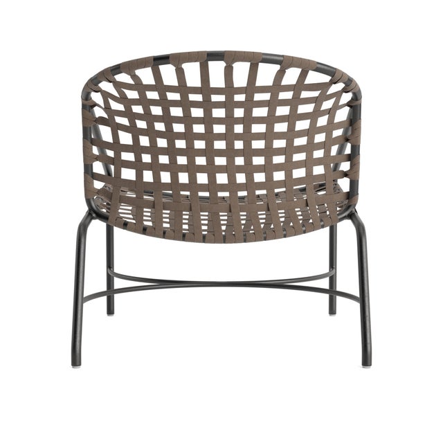 Brown Jordan Brown Jordan Kantan Aluminum Suncloth Lounge Chair, Textured Pewter frame with Mica fabric For Sale - Image 4 of 11