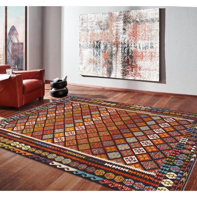 Pasargad Home Kilim Multi Wool Area Rug- 8' 6'' X 11' 4'' For Sale - Image 4 of 4
