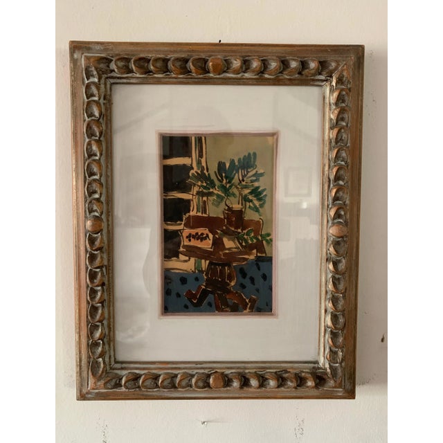 1930s Giulio Da Milano, Interior with Plant Watercolor, 1934 For Sale - Image 5 of 6