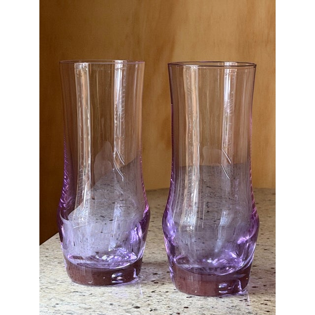 Mid-Century Neodymium Alexandrite Glass Highball Tumblers Set of 6, 1970, Set of 6 For Sale - Image 3 of 13