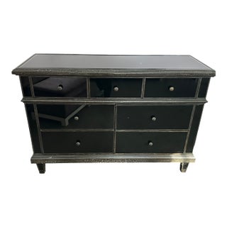 Transitional Designer 9-Drawer Dresser in Glossy Black With Zinc Hardware For Sale