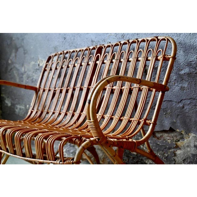 Vintage Rattan Bench | Chairish