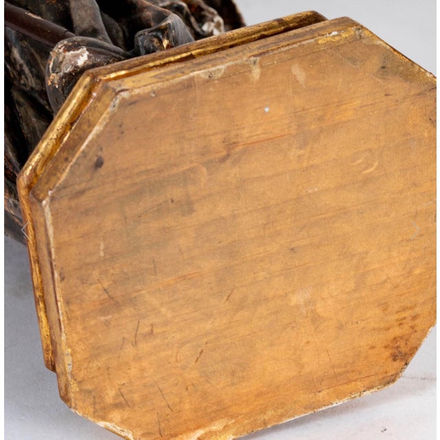 Wood Antique 18th C Carved & Painted Giltwood Figure of St. Agustin For Sale - Image 7 of 7