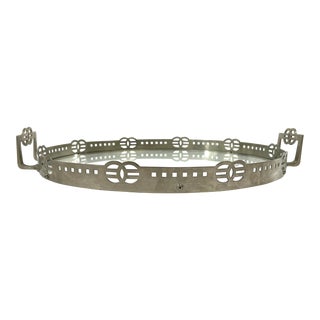 1920s Large Art Deco Silver Plate and Glass Tray For Sale