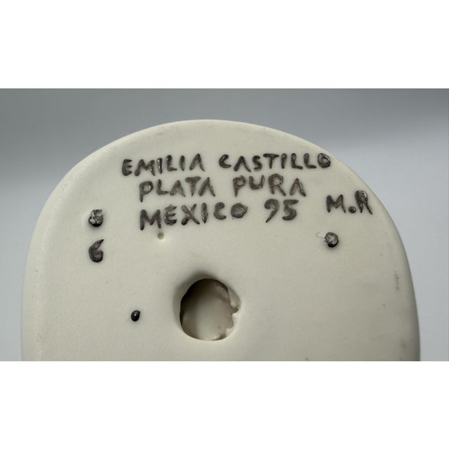 1990s Emilia Castillo "The Couple" Bisque Porcelain & Sterling Silver Salt Cellars - 4 pcs For Sale - Image 16 of 18