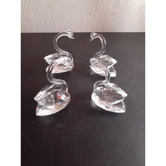 Glass 1980s Swarovski Style Crystal Swan Figurines Set of 4 For Sale - Image 7 of 7