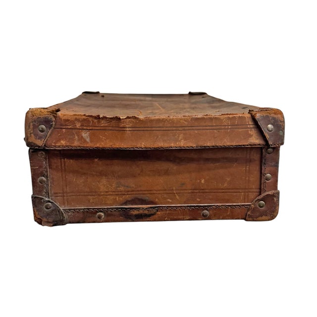 Brown 19th Century English Leather Suitcase For Sale - Image 8 of 10