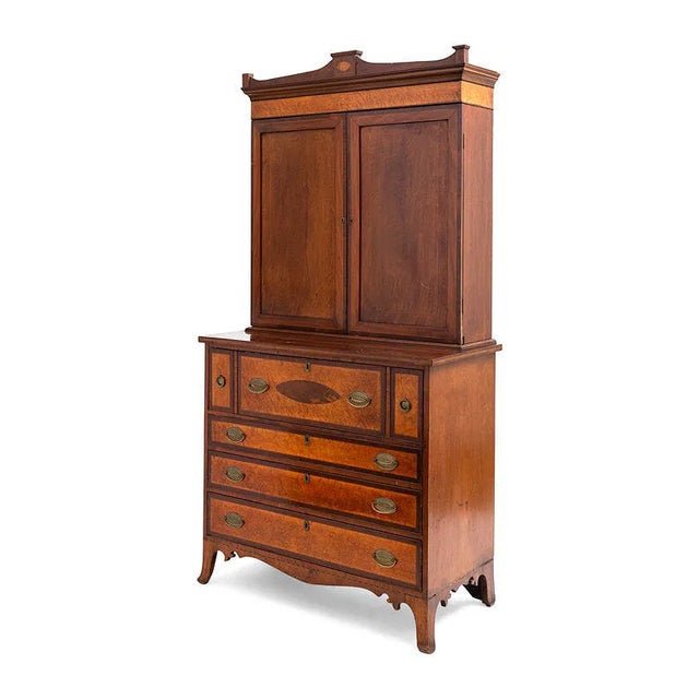 Early 19th Century Early 19th Century Federal Mahogany and Birdseye Maple Secretaire Desk, Bookcase For Sale - Image 5 of 5