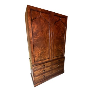 Vintage Burled Wood Armoire For Sale
