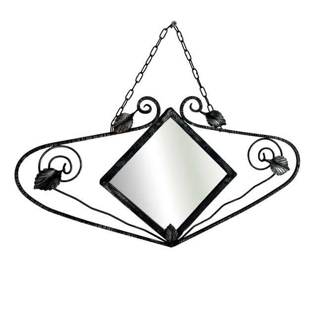 French Art Deco Mirror in Wrought Iron, 1930s For Sale