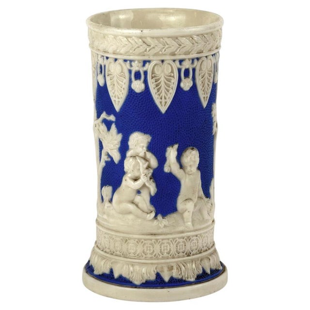 19th Century Parian Ware Spill Vase in Blue and White by Samuel Alcock For Sale - Image 10 of 10