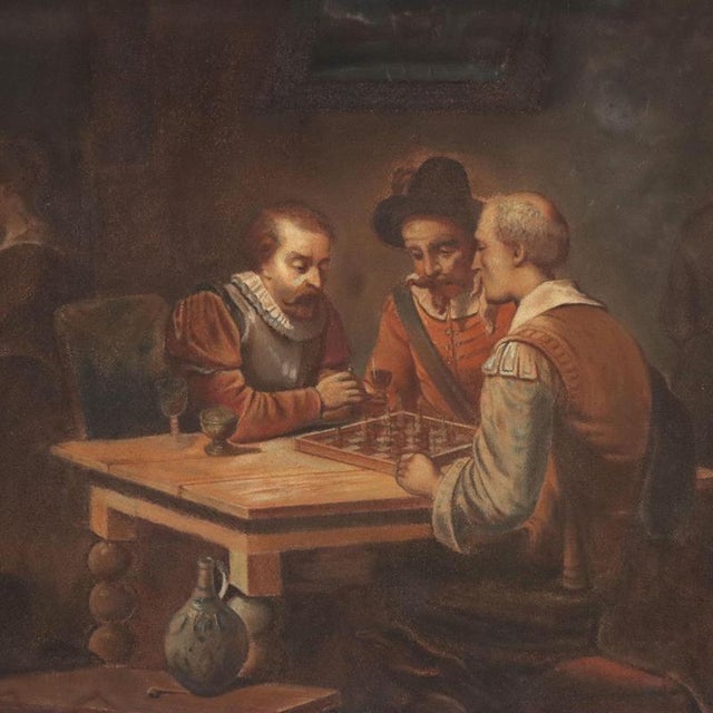 English School, The Chess Players, Pastel on Paper, Framed For Sale - Image 3 of 12