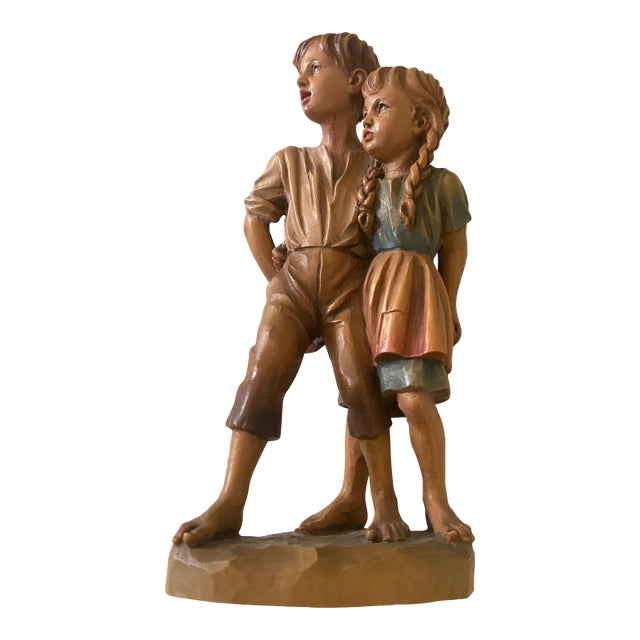 Anri Hand Carved Alpine Wood, Hansel and Gretel Designed by Ulrich Barnardi. For Sale