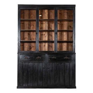 Large English Ebonised Glazed Pine Dresser, 1880 For Sale