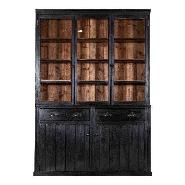 Large English Ebonised Glazed Pine Dresser, 1880 For Sale