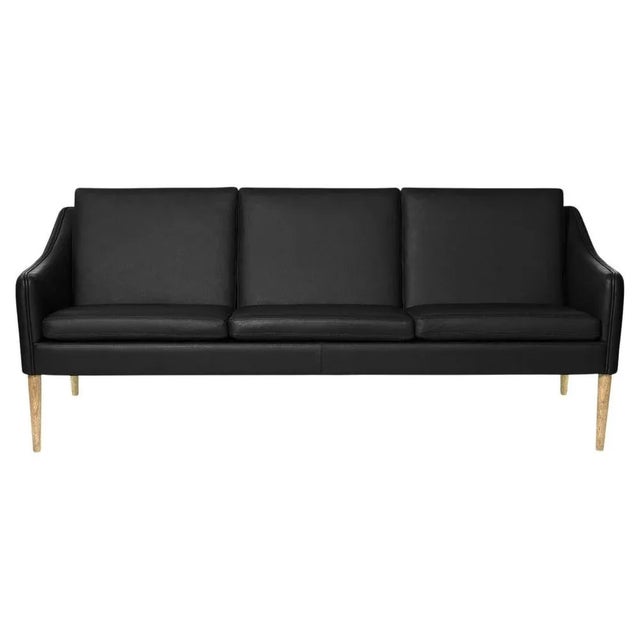Wood Mr Olsen 3 Seater Oak & Black Leather Challenger Sofa by Warm Nordic For Sale - Image 7 of 7
