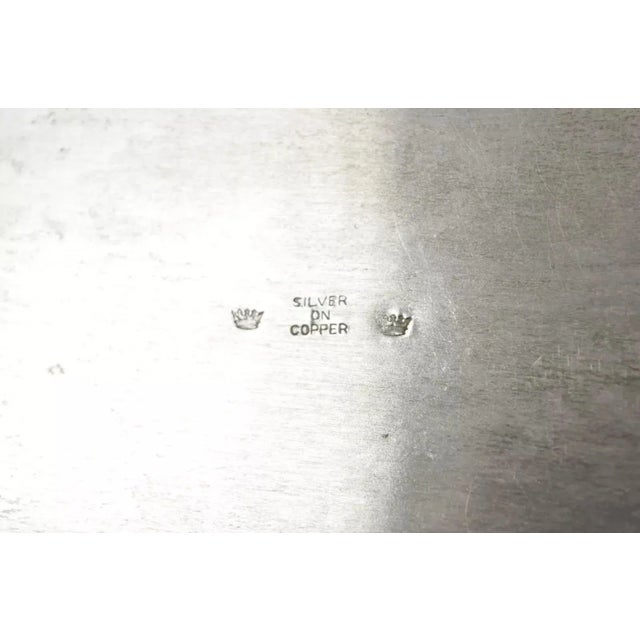 Mid 20th Century Vintage English Victorian Silver on Copper Silver Plated Serving Platter Tray For Sale - Image 9 of 12